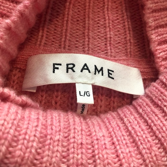 Frame Denim Cashmere & Wool Puff Sleeve Luxury Sweater In Spanish Pink.NWT! Sz L - Picture 10 of 12